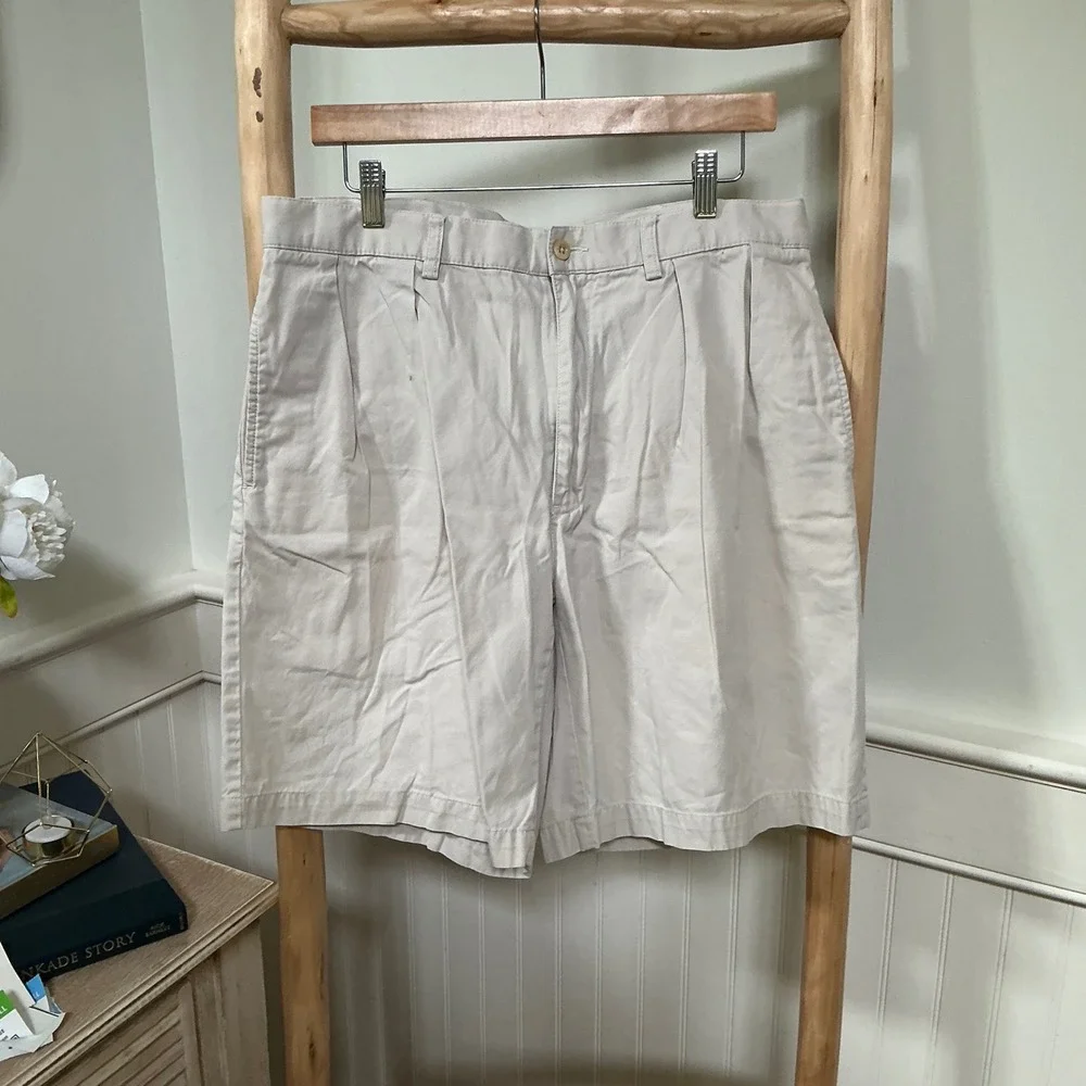 Polo Ralph Lauren Mens Tyler Short Tan Khaki Pleated Chino Cotton Shorts 35W